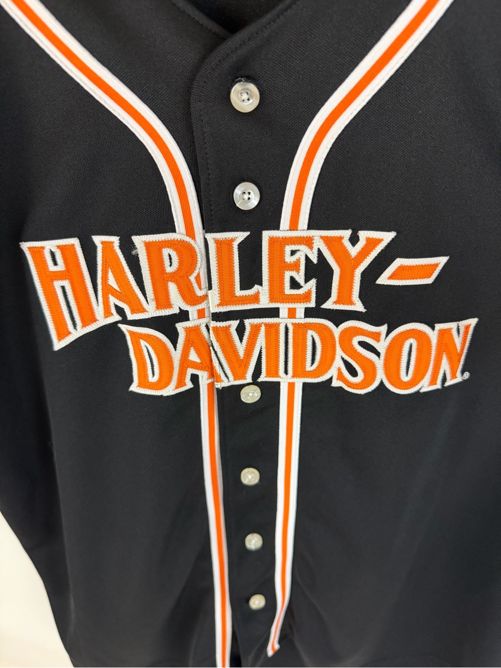 Harley-Davidson Black Orange Baseball Jersey Men’s/Women’s Motorcycle Shirt - Picture 3 of 8